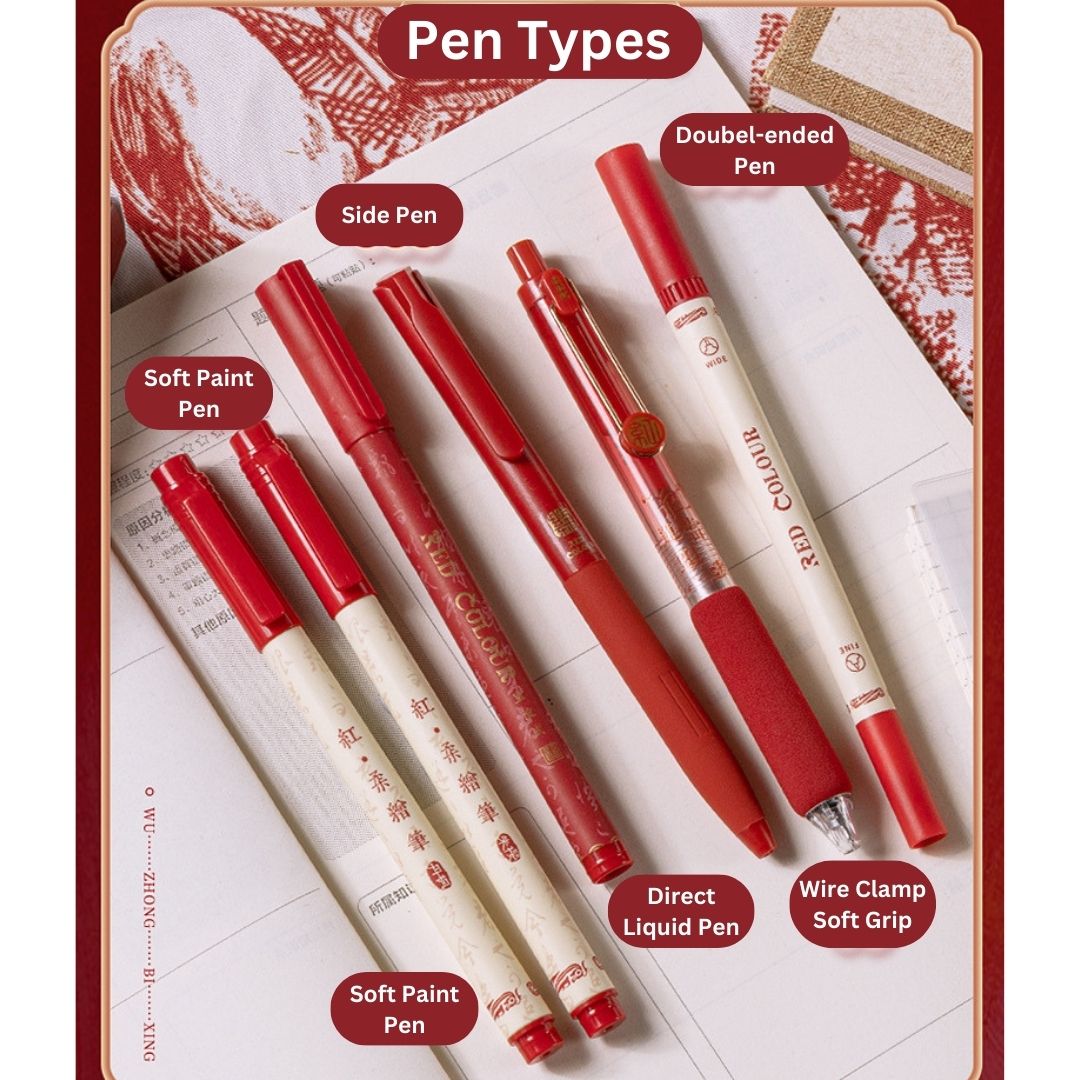 Soft Grip Red Gel Pen Set