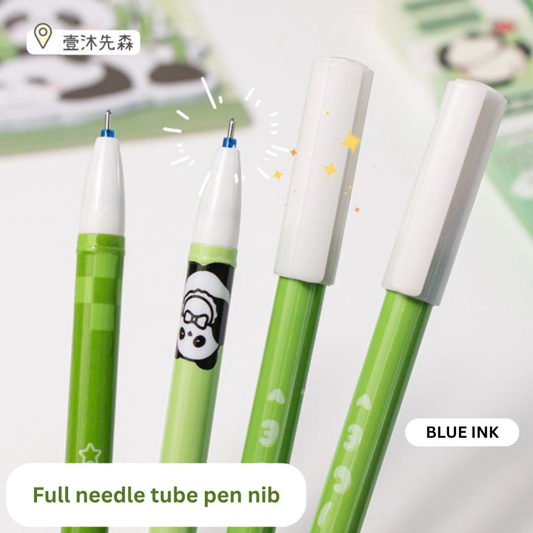 Cute Panda Erasable Gel Pens – 12-Pack Blue Ink Pen