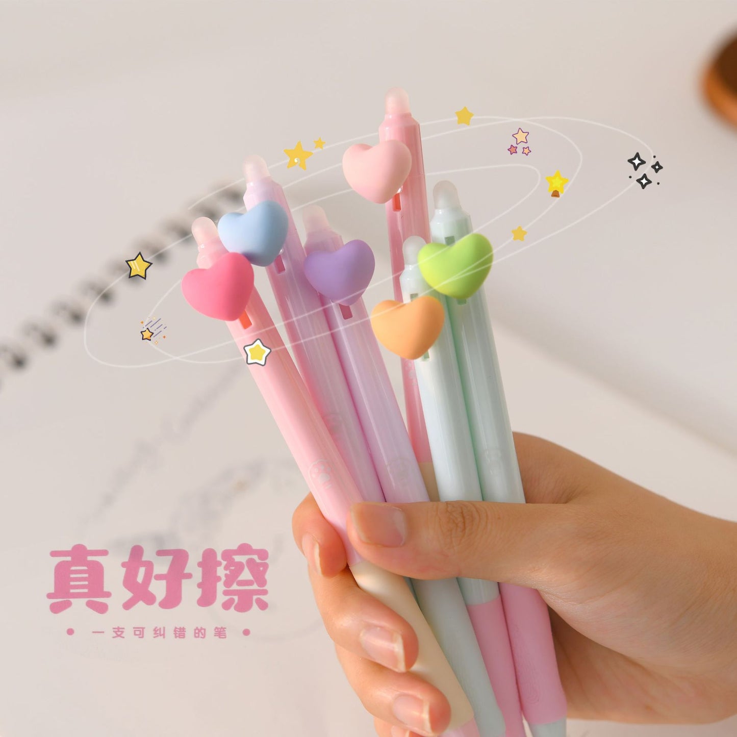 Kawaii Heart Pop Gel Pens – Pastel Colors