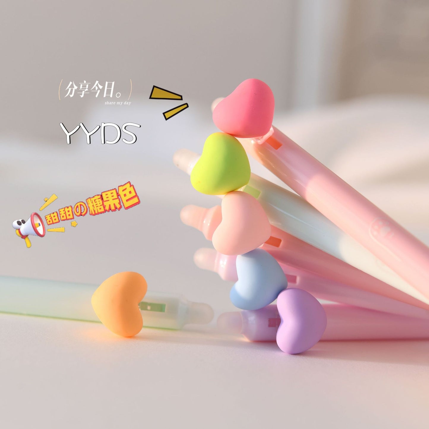 Kawaii Heart Pop Gel Pens – Pastel Colors