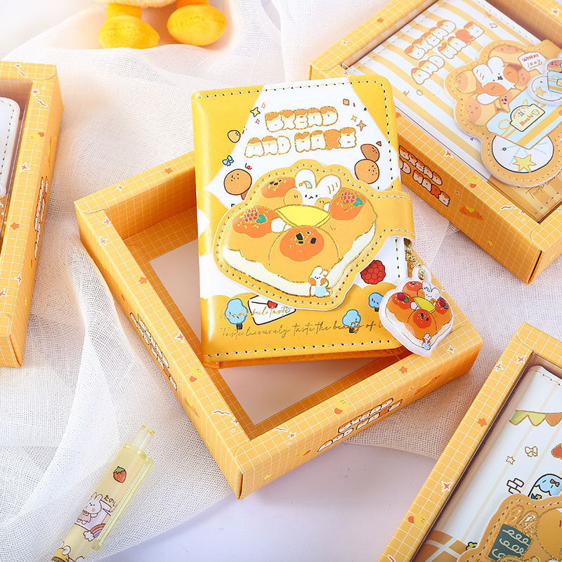 Mini Cute Bunny & Bread Cartoon Magnetic Memo Notebook