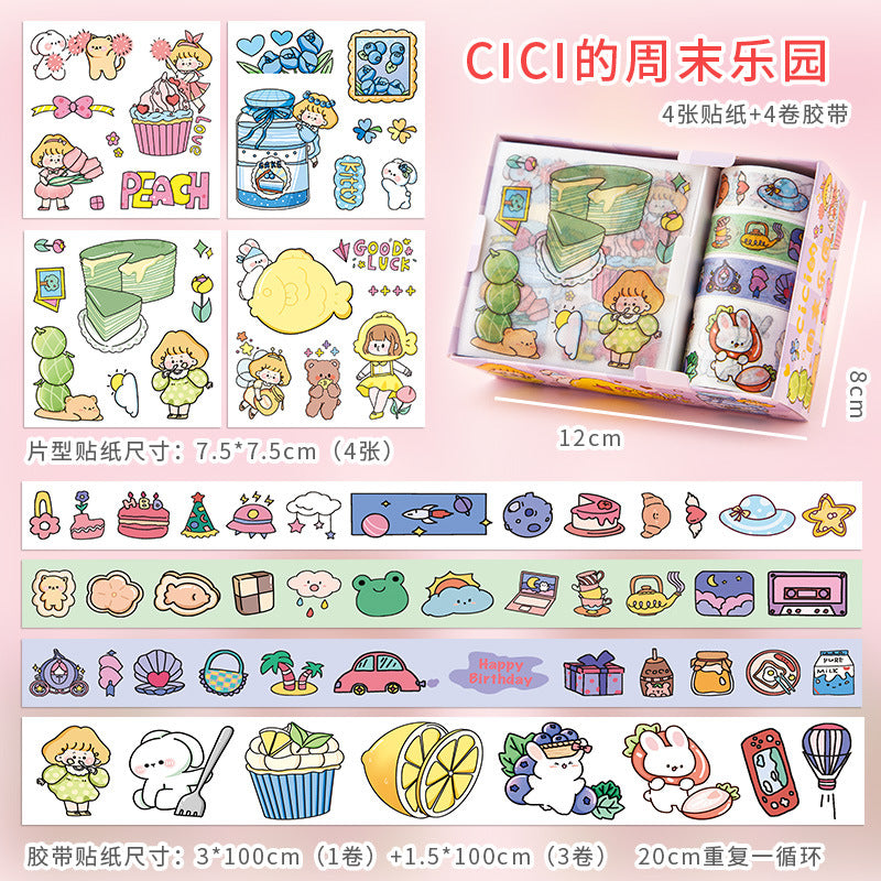 Kawaii sticker box with washi tapes