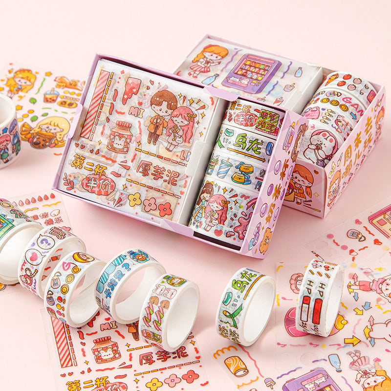 Kawaii sticker box with washi tapes