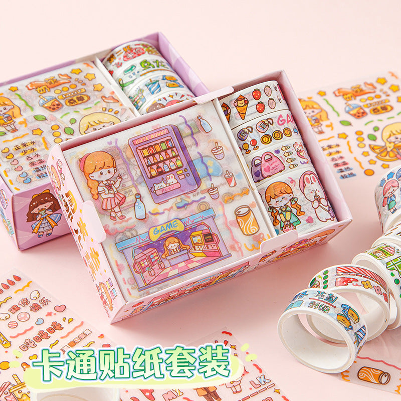 Kawaii sticker box with washi tapes
