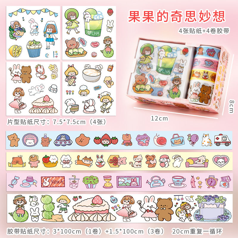 Kawaii sticker box with washi tapes