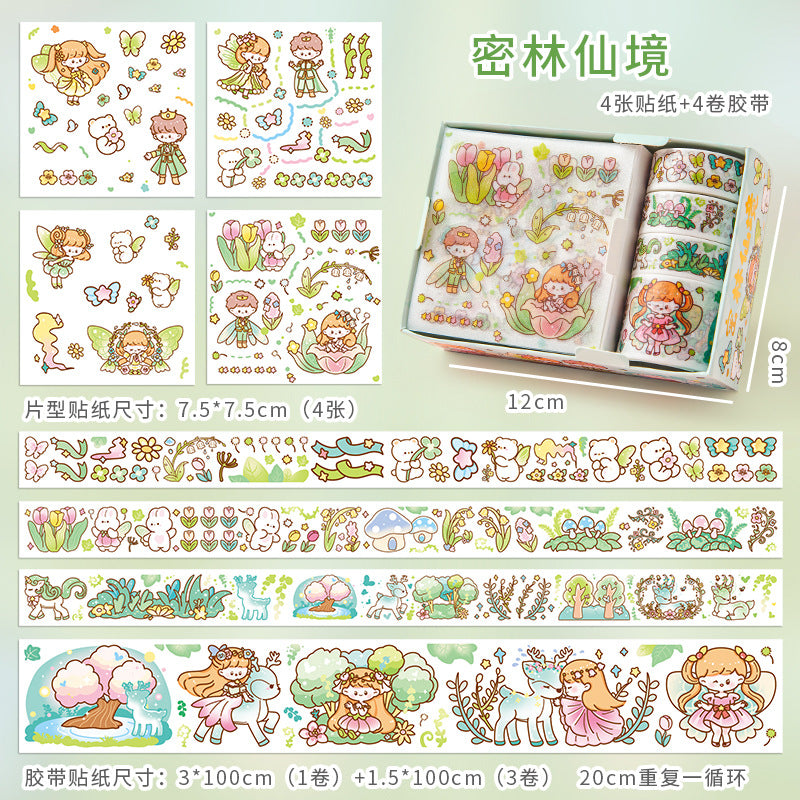 Kawaii sticker box with washi tapes