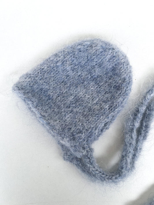 Dusty Blue Knit Newborn Bonnet
