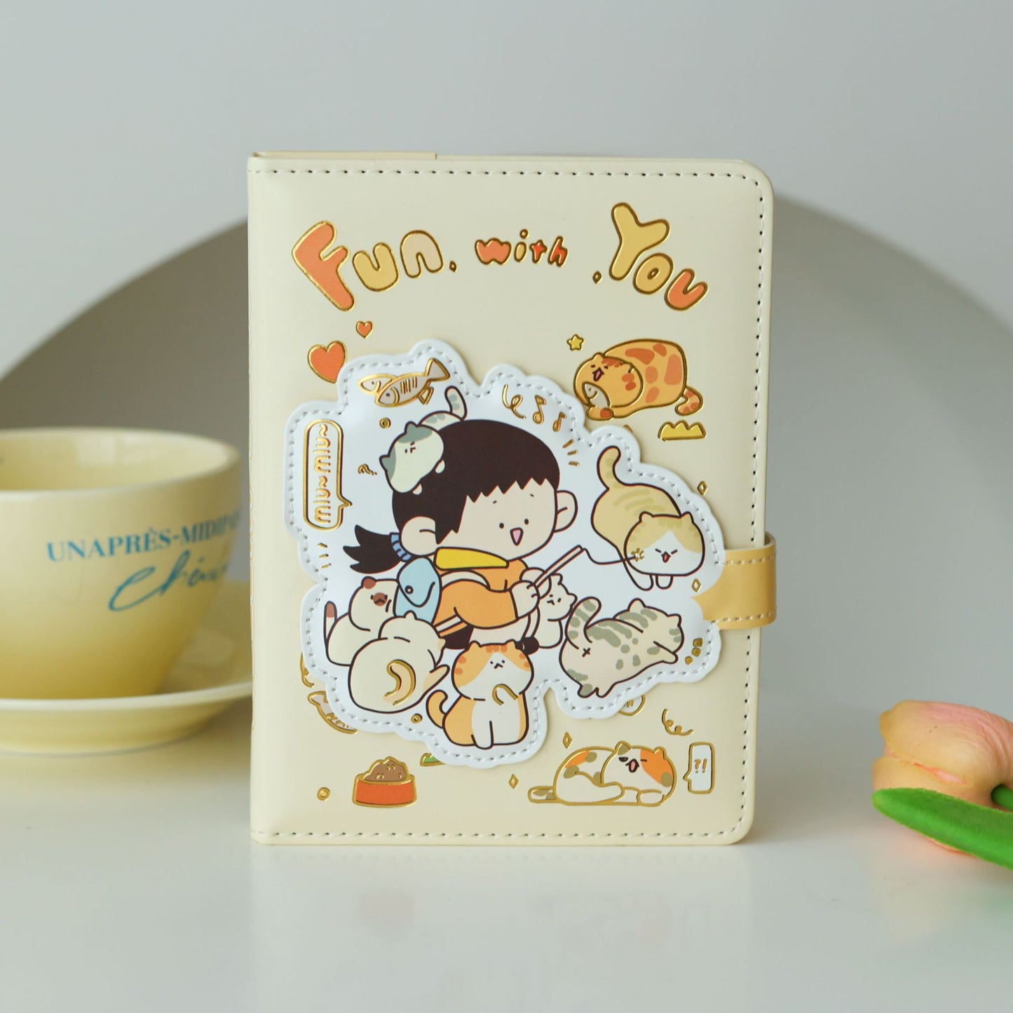 “Home with Cats” Magnetic PU Diary
