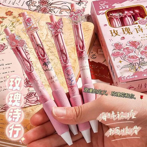 Rose garden Pen-Set of 4-Black Ink
