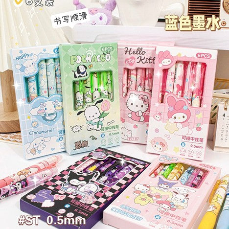 Sanrio Erasable Pens (6pcs Pack)-Blue ink