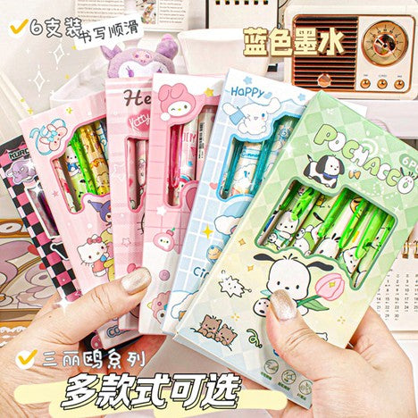 Sanrio Erasable Pens (6pcs Pack)-Blue ink
