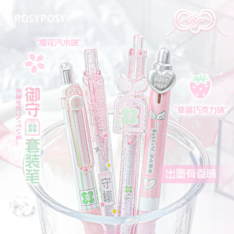 RosyPosy Soft Scented Black Ink Pen-Set of 4