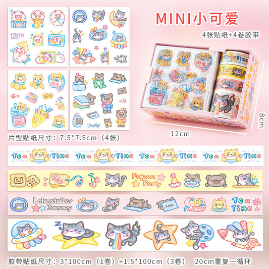 Kawaii sticker box with washi tapes