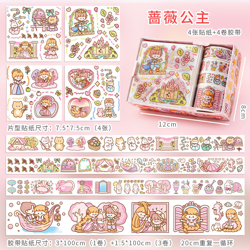 Kawaii sticker box with washi tapes