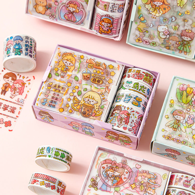 Kawaii sticker box with washi tapes