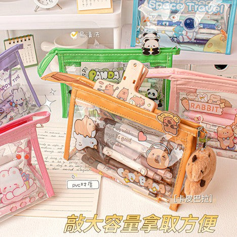 Kawaii Transparent Animal Pencil Pouch